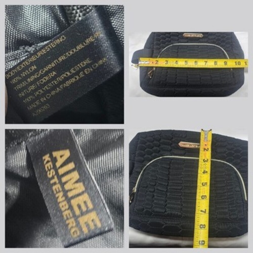 Aimee Kestenberg Large Isabela Black Gold Quilted Cosmetic Toiletry Travel Bag - Picture 7 of 7